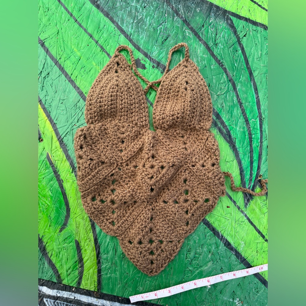 Handmade Crocheted Top - Brown